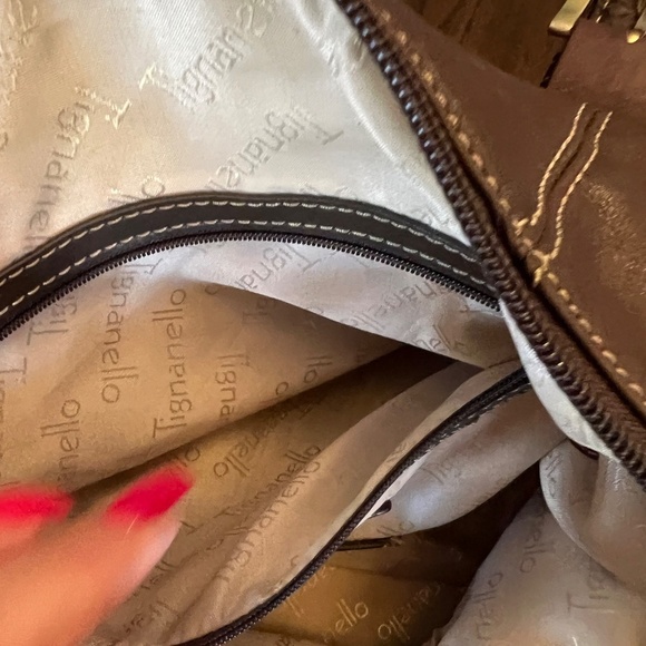 Tignanello Leather Brown Satchel Bag Double Handle Bag - Picture 7 of 15